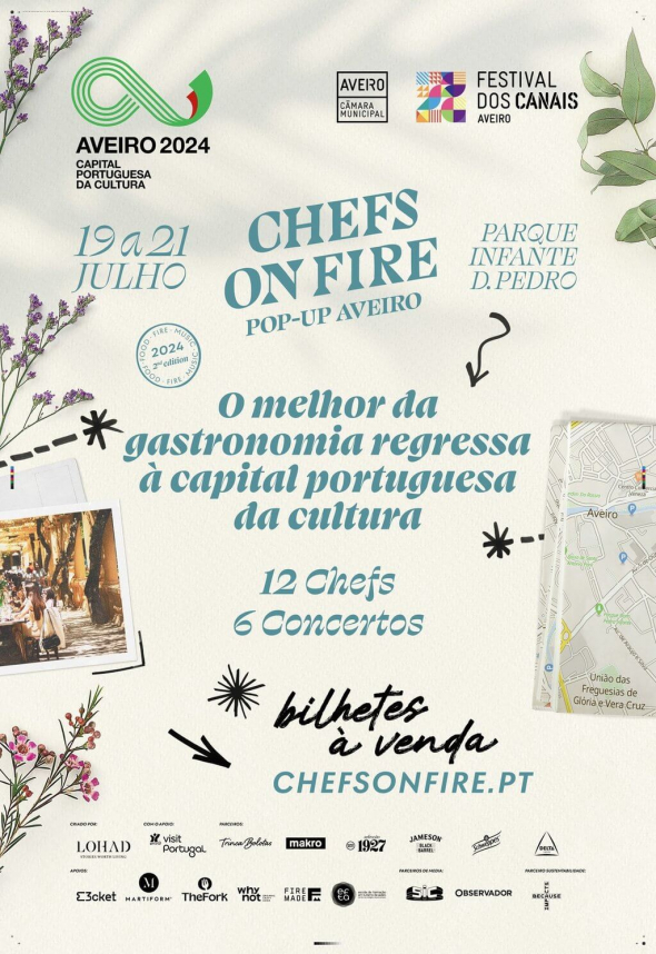 Image shows event poster of Chefs on Fire 2024 in Aveiro, Portugal